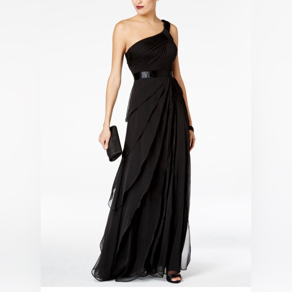 Adrianna Papell One Shoulder Chiffon Gown